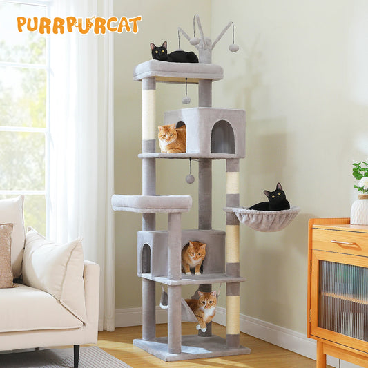Multi-Level Cat Tree for Indoor Large Cat Tower with Scratching Posts Spacious Cat Condo Soft Top Perch Cat Furniture Cat Toys Crazy Catlady Shop