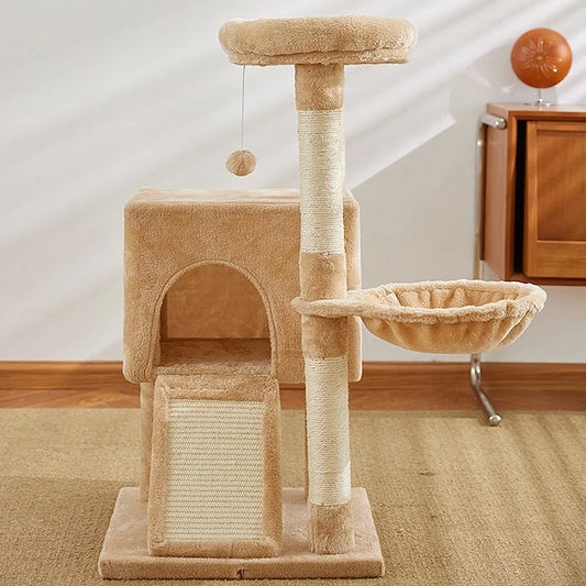 Cat Tree Luxury Cat Towers with Double Condos Spacious Perch Cat Hammock Fully Wrapped Scratching Sisal Post and Dangling Balls Crazy catlady shop