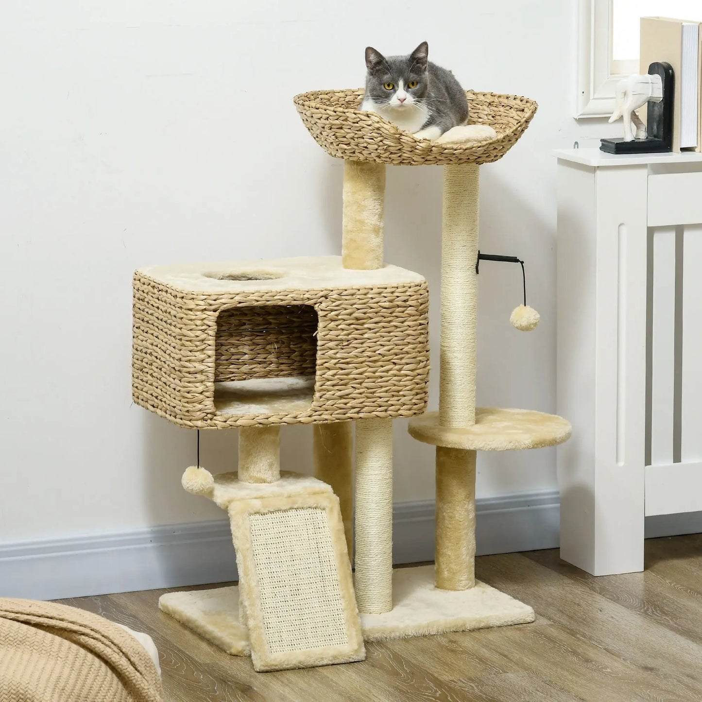 For PawHut Cat Tree Tower for Indoor Cats with Scratching Posts Condo Beige Crazy Catlady Shop