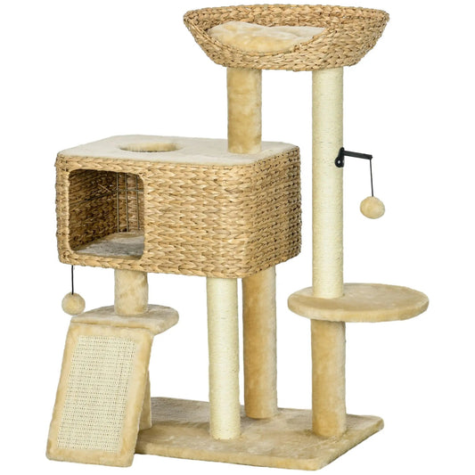 For PawHut Cat Tree Tower for Indoor Cats with Scratching Posts Condo Beige Crazy Catlady Shop