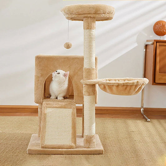 Cat Tree Luxury Cat Towers with Double Condos Spacious Perch Cat Hammock Fully Wrapped Scratching Sisal Post and Dangling Balls Crazy catlady shop