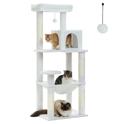 Luxury Cat Tree House Tower with Cabinet Solid Wood Cat Tree Posting Toy Multi-Level Kitten Cat Condo rascador gato arbre à chat Crazy Catlady Shop