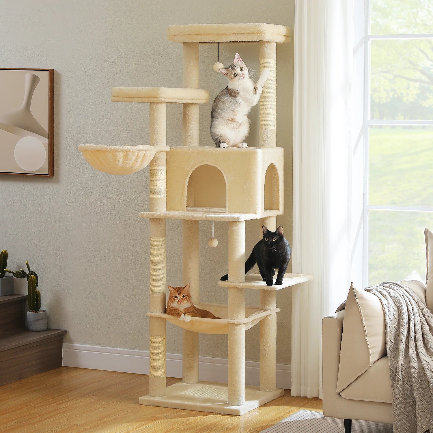 Large Cat Tree for Indoor Cats Multi-Level Cat Tower with Scratching Posts Soft Hammock Large Cat Condo Cat Accessories Cat Toys Crazy Catlady Shop