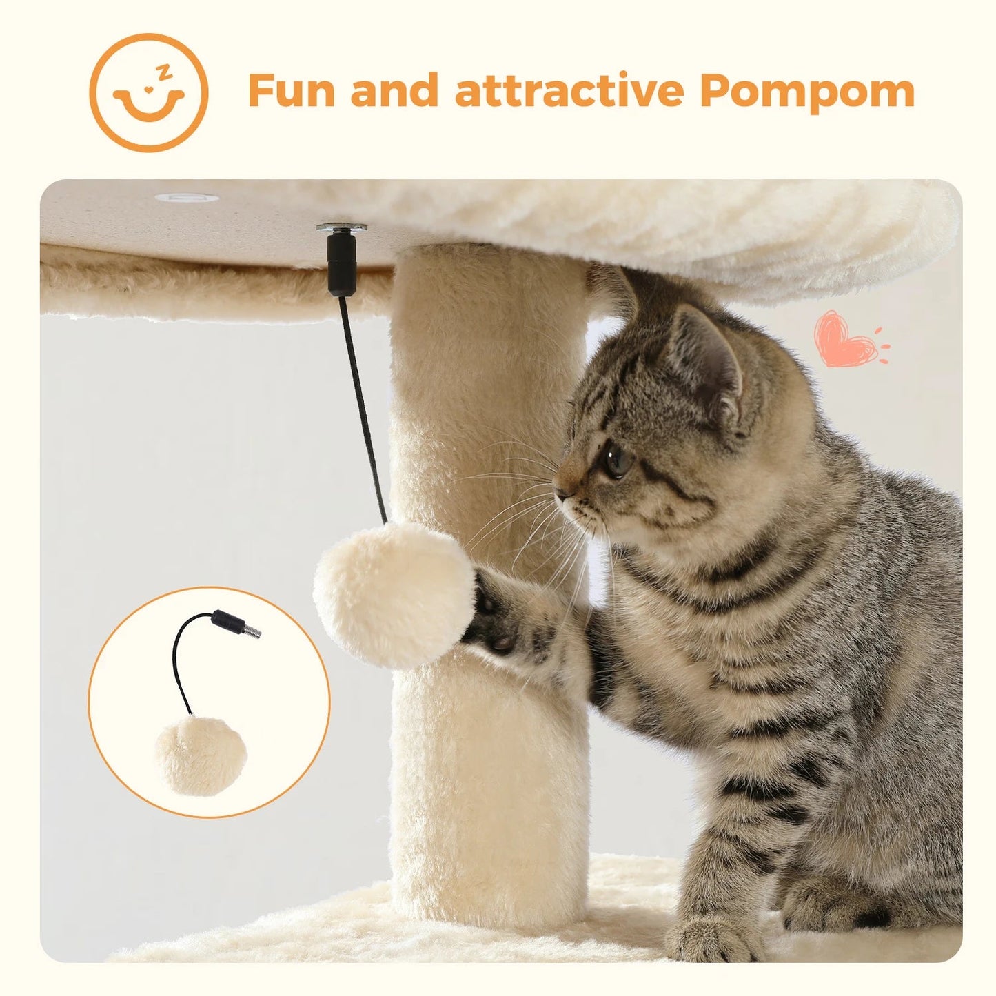 Stabilt 5-nivåers  Klös träd 113 cm med koja, sittplatser & klös stolpar Crazy Catlady Shop