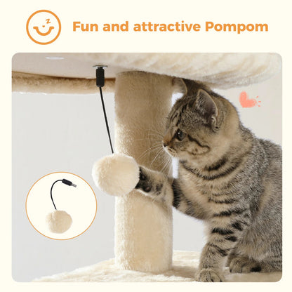 Stabilt 5-nivåers  Klös träd 113 cm med koja, sittplatser & klös stolpar Crazy Catlady Shop