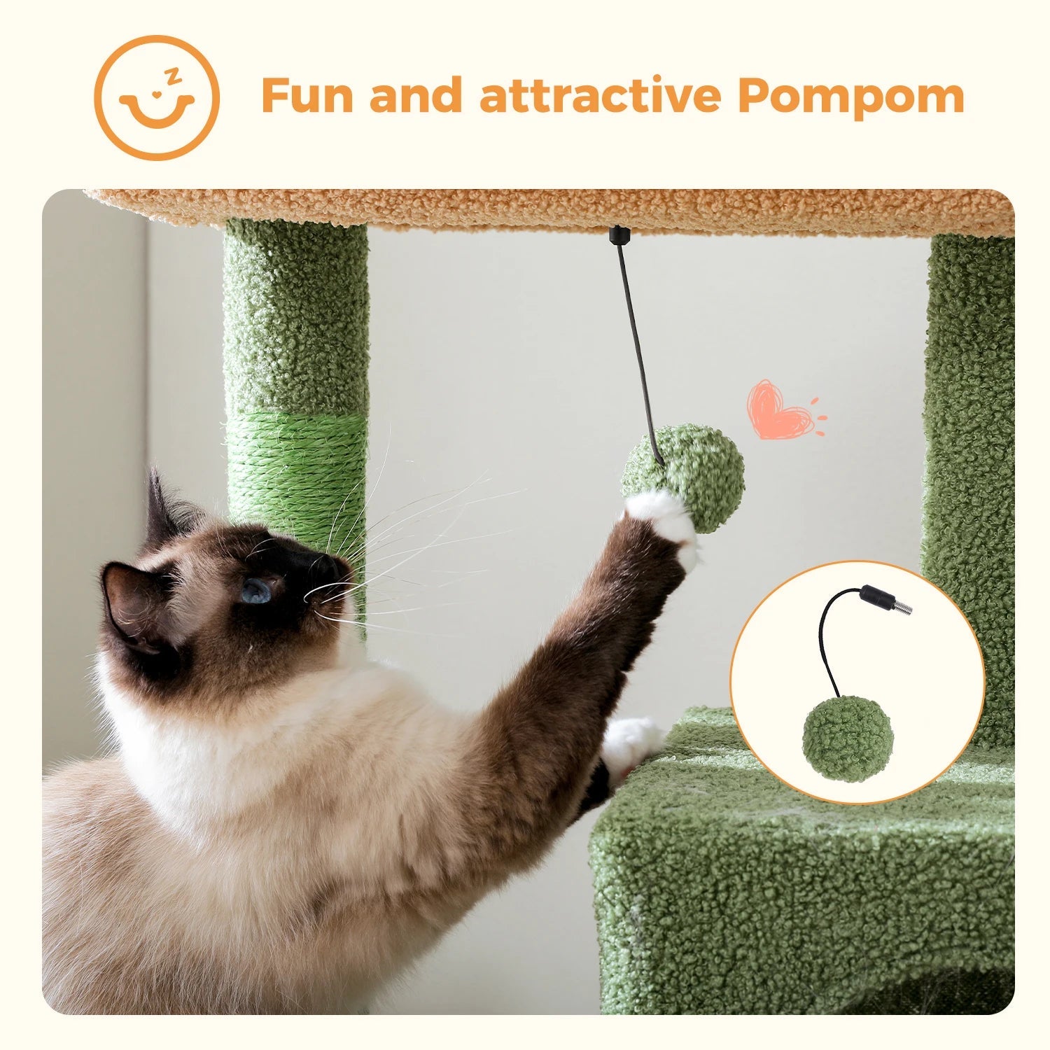 Stabilt 5-nivåers  Klös träd 113 cm med koja, sittplatser & klös stolpar Crazy Catlady Shop