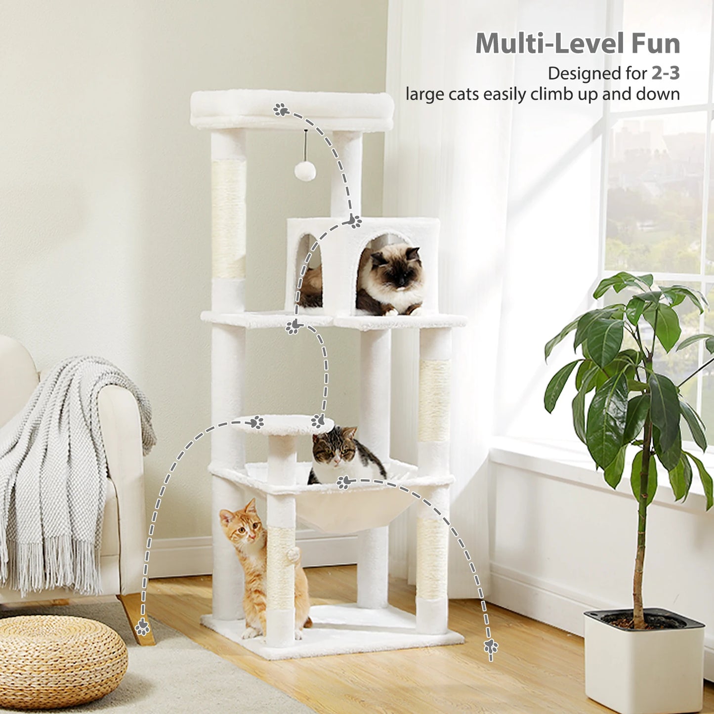 Luxury Cat Tree House Tower with Cabinet Solid Wood Cat Tree Posting Toy Multi-Level Kitten Cat Condo rascador gato arbre à chat Crazy Catlady Shop