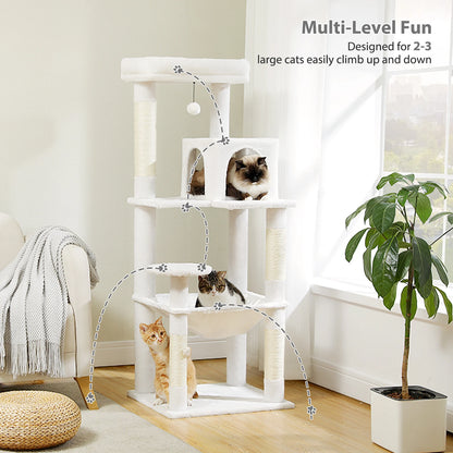 Luxury Cat Tree House Tower with Cabinet Solid Wood Cat Tree Posting Toy Multi-Level Kitten Cat Condo rascador gato arbre à chat Crazy Catlady Shop