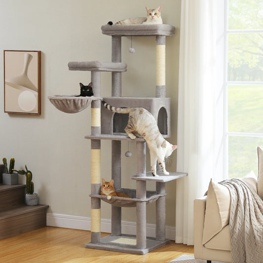 Large Cat Tree for Indoor Cats Multi-Level Cat Tower with Scratching Posts Soft Hammock Large Cat Condo Cat Accessories Cat Toys Crazy Catlady Shop