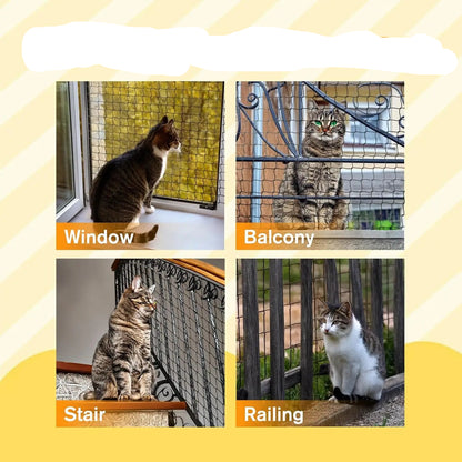 Steel Reinforced Cat Netting for Balcony- Cat Anti Fall Netting,Garden Net Anti Bird Net with Wire,Safety Netting Fence for Pets Crazy Catlady Shop