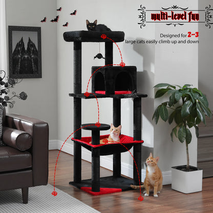 Luxury Cat Tree House Tower with Cabinet Solid Wood Cat Tree Posting Toy Multi-Level Kitten Cat Condo rascador gato arbre à chat Crazy Catlady Shop
