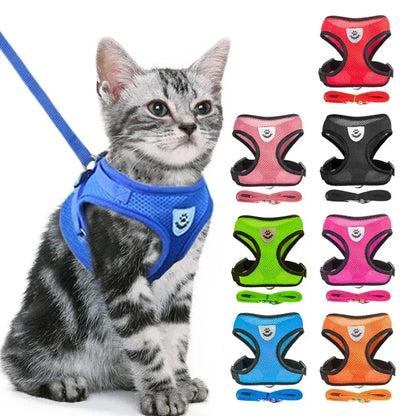 Cat Harness Vest Walking Lead Leash For Puppy Dogs Collar Polyester Adjustable Mesh Dog Harness For Small Medium Pet Accessories Crazy catlady shop