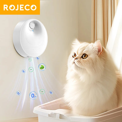 ROJECO Smart Cat Odor Purifier 4000mAh Cat Odor Deodoriser For Cat Litter Box Automatic Pet Toilet Smell Deodorant Purifier Crazy Catlady Shop
