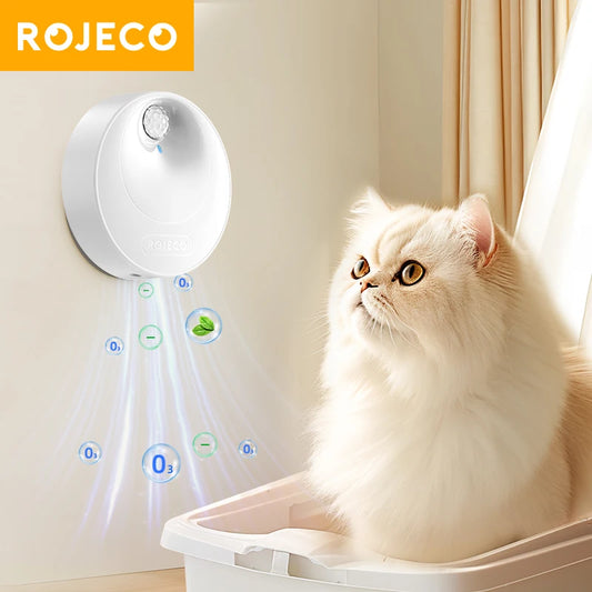 ROJECO Smart Cat Odor Purifier 4000mAh Cat Odor Deodoriser For Cat Litter Box Automatic Pet Toilet Smell Deodorant Purifier Crazy Catlady Shop