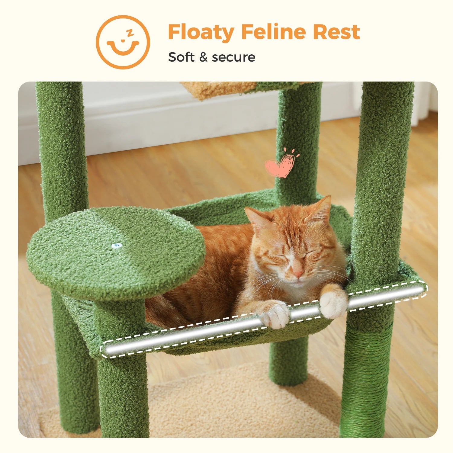 Stabilt 5-nivåers  Klös träd 113 cm med koja, sittplatser & klös stolpar Crazy Catlady Shop
