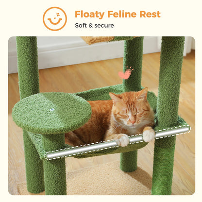 Stabilt 5-nivåers  Klös träd 113 cm med koja, sittplatser & klös stolpar Crazy Catlady Shop