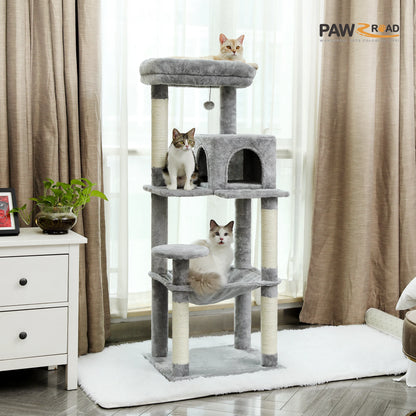 Luxury Cat Tree House Tower with Cabinet Solid Wood Cat Tree Posting Toy Multi-Level Kitten Cat Condo rascador gato arbre à chat Crazy Catlady Shop