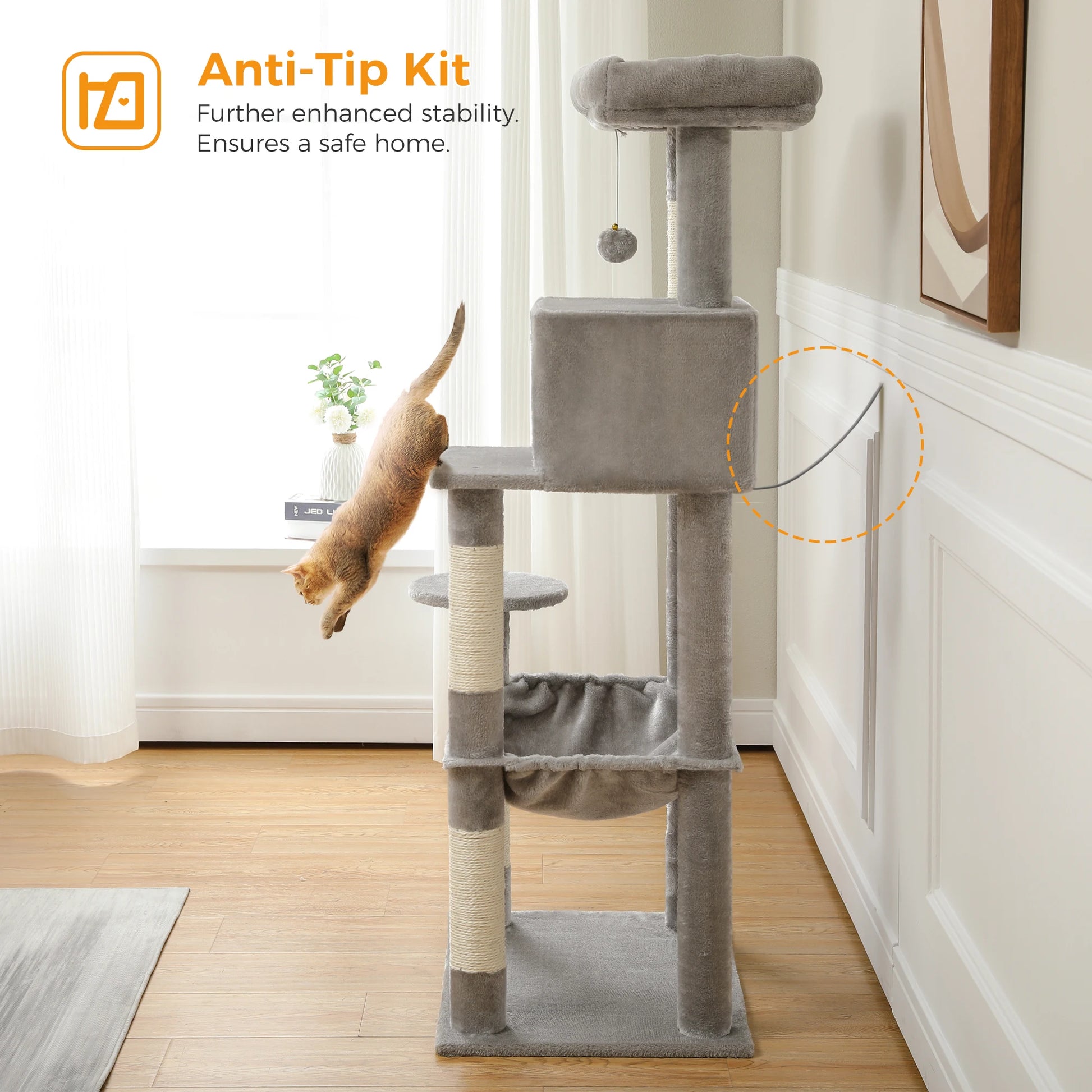 Luxury Cat Tree House Tower with Cabinet Solid Wood Cat Tree Posting Toy Multi-Level Kitten Cat Condo rascador gato arbre à chat Crazy Catlady Shop