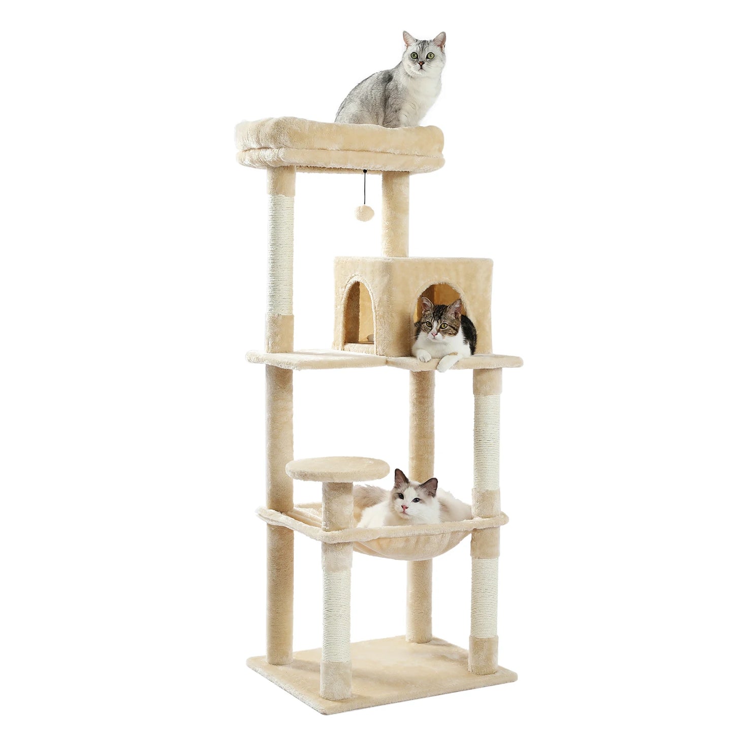 Luxury Cat Tree House Tower with Cabinet Solid Wood Cat Tree Posting Toy Multi-Level Kitten Cat Condo rascador gato arbre à chat Crazy Catlady Shop