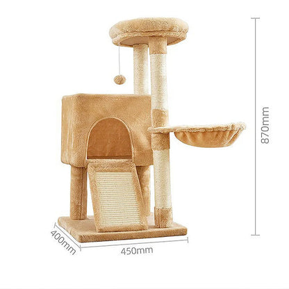 Cat Tree Luxury Cat Towers with Double Condos Spacious Perch Cat Hammock Fully Wrapped Scratching Sisal Post and Dangling Balls Crazy catlady shop
