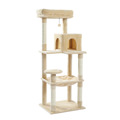 Luxury Cat Tree House Tower with Cabinet Solid Wood Cat Tree Posting Toy Multi-Level Kitten Cat Condo rascador gato arbre à chat Crazy Catlady Shop