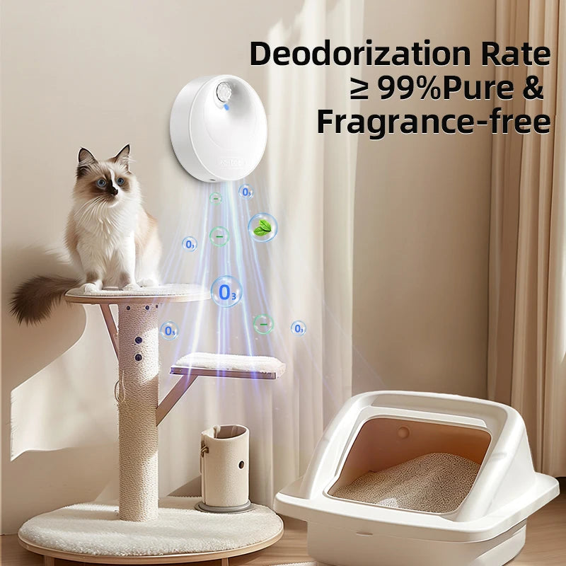 ROJECO Smart Cat Odor Purifier 4000mAh Cat Odor Deodoriser For Cat Litter Box Automatic Pet Toilet Smell Deodorant Purifier Crazy Catlady Shop