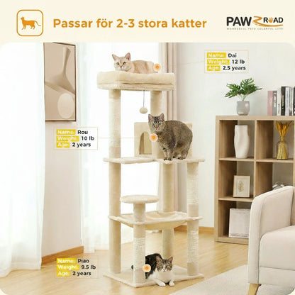 Luxury Cat Tree House Tower with Cabinet Solid Wood Cat Tree Posting Toy Multi-Level Kitten Cat Condo rascador gato arbre à chat Crazy Catlady Shop