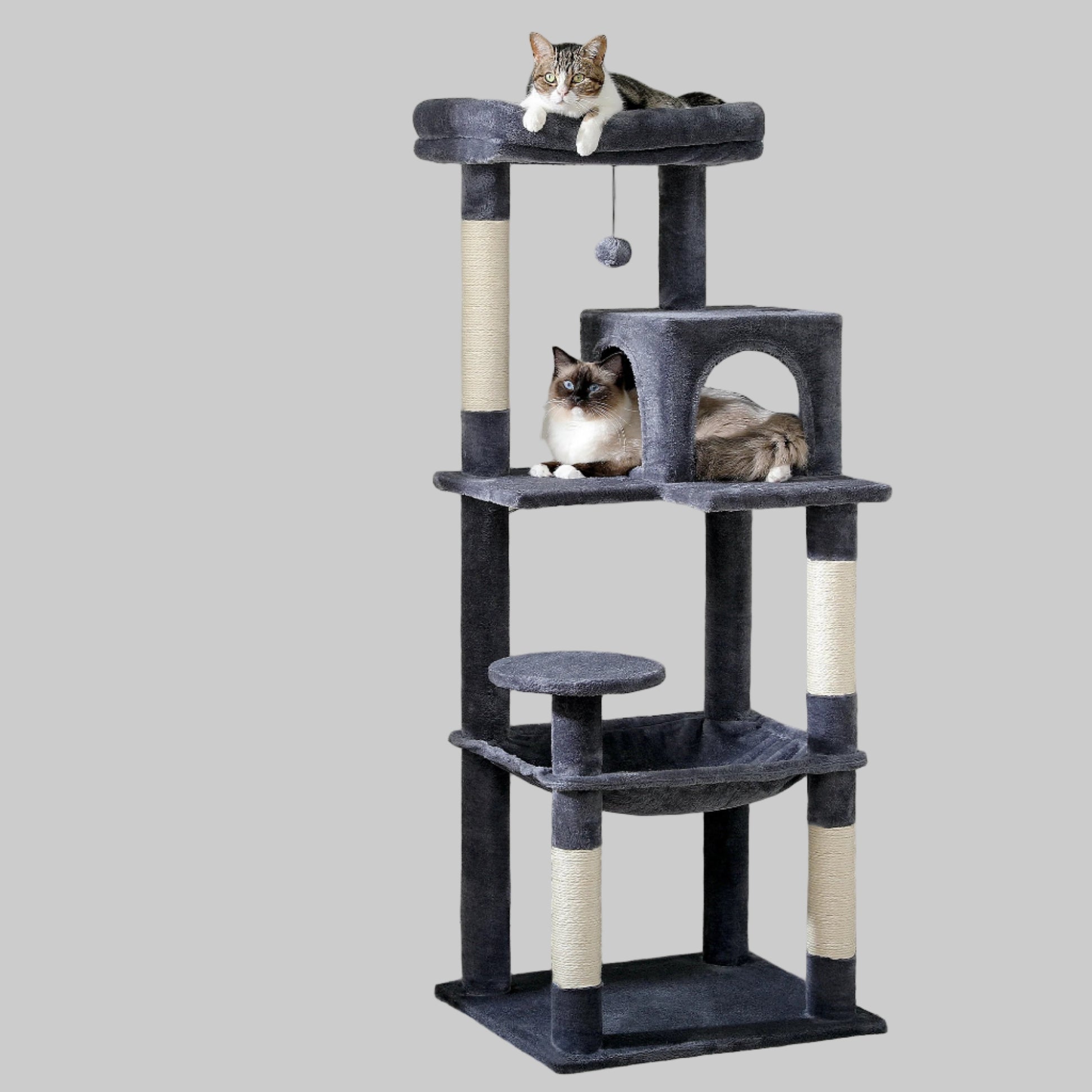 Luxury Cat Tree House Tower with Cabinet Solid Wood Cat Tree Posting Toy Multi-Level Kitten Cat Condo rascador gato arbre à chat Crazy Catlady Shop