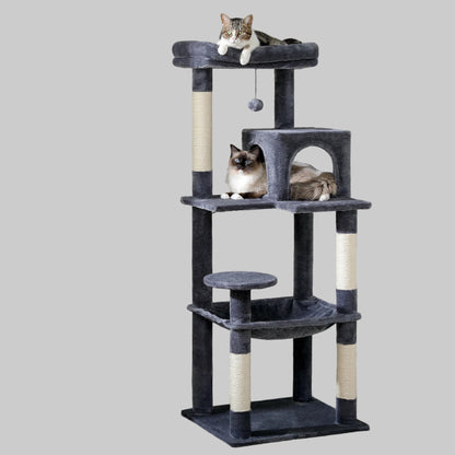 Luxury Cat Tree House Tower with Cabinet Solid Wood Cat Tree Posting Toy Multi-Level Kitten Cat Condo rascador gato arbre à chat Crazy Catlady Shop