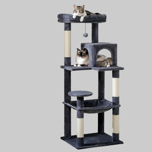 Luxury Cat Tree House Tower with Cabinet Solid Wood Cat Tree Posting Toy Multi-Level Kitten Cat Condo rascador gato arbre à chat Crazy Catlady Shop