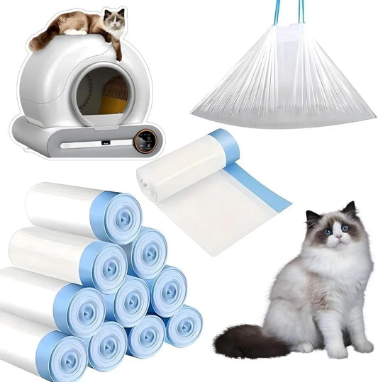 Tonepie Self-Cleaning Cat Litter Box Poop Bags Drawstring Closure for Tonepie Cat Toilet Pet Supplies Only 10 Rolls Garbage Bags Crazy Catlady Shop