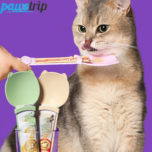 2PCs Cat Strip Squeeze Spoon Cat Strip Feeder for Lickable Wet Cat Treats Pet Liquid Snack Feeding Tool Cat Feeder Pet Supplies Crazy Catlady Shop
