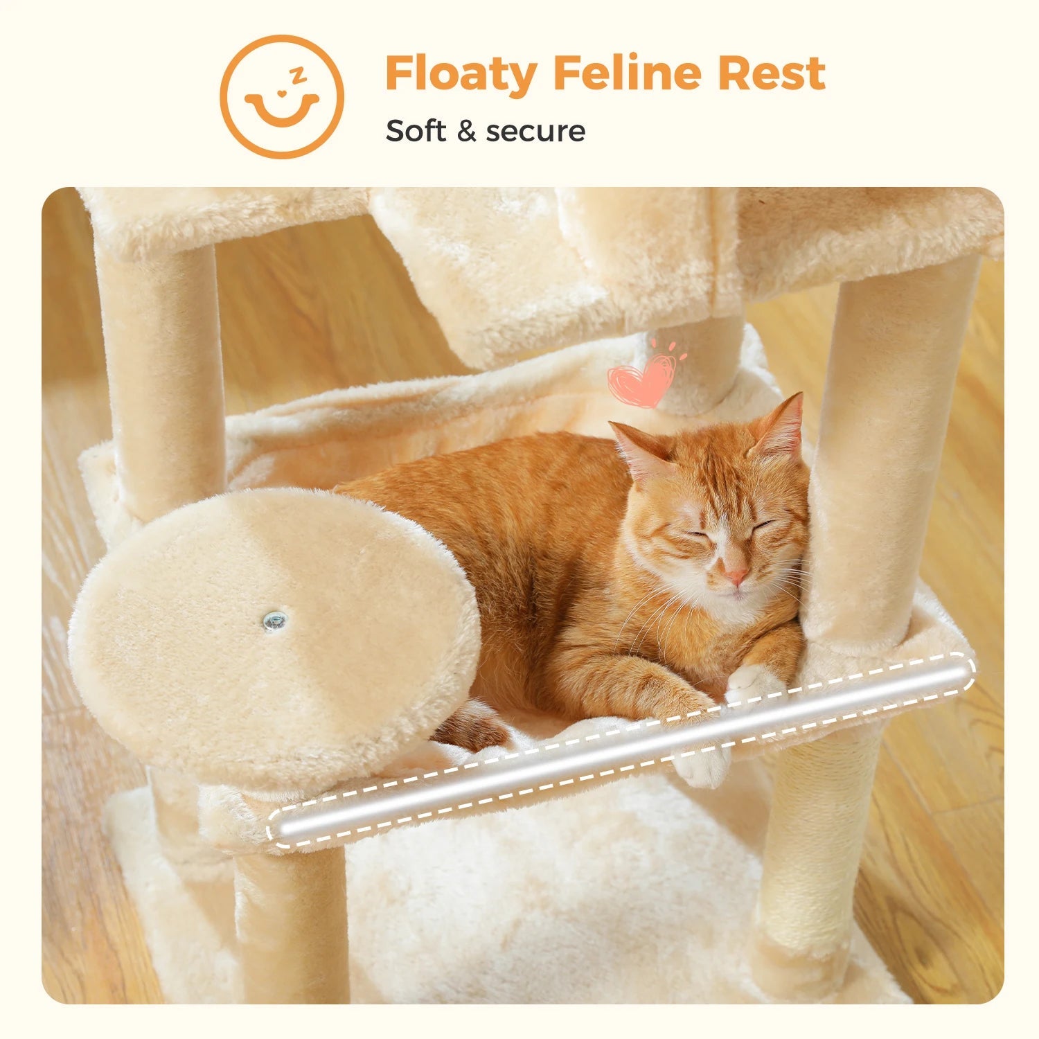 Stabilt 5-nivåers  Klös träd 113 cm med koja, sittplatser & klös stolpar Crazy Catlady Shop