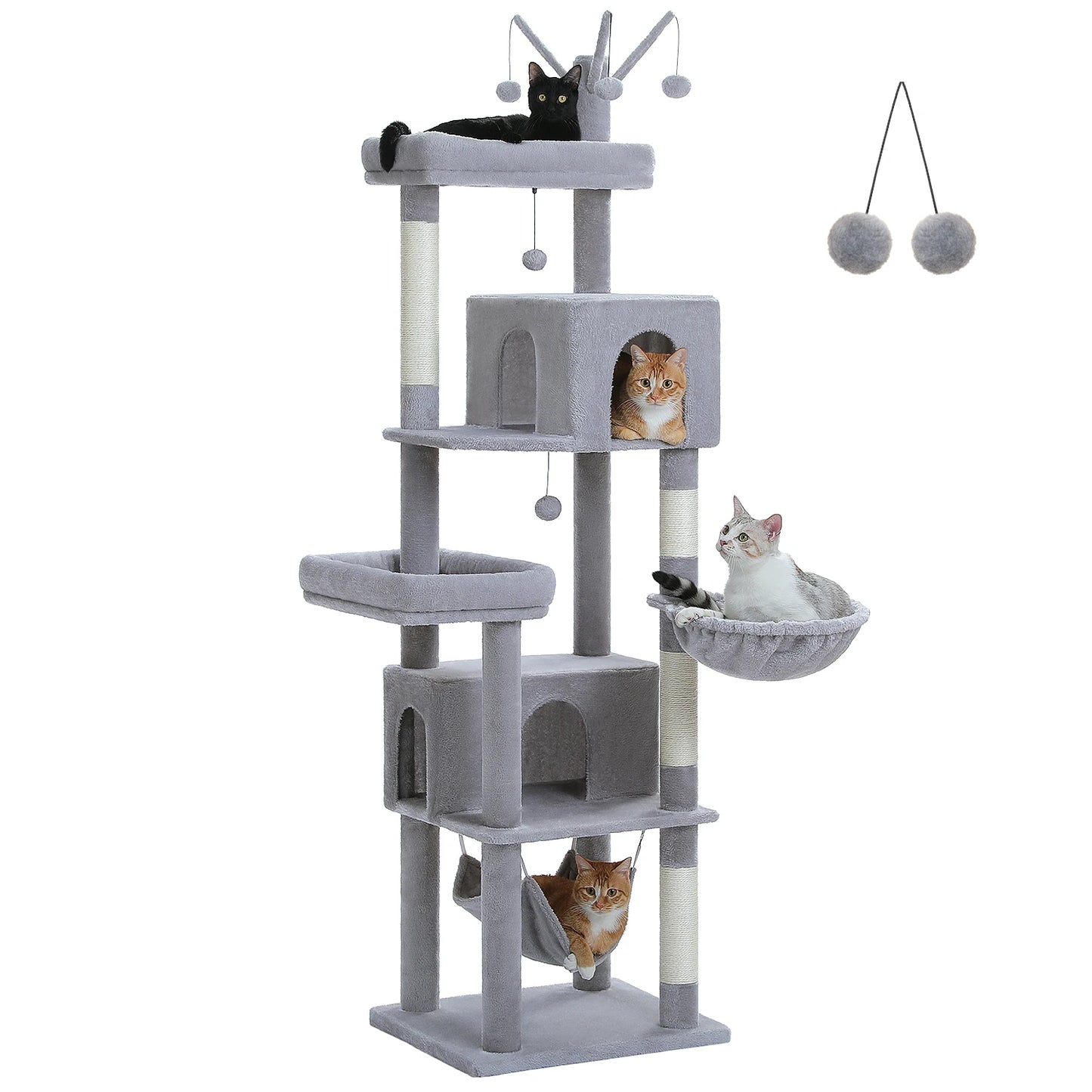 Multi-Level Cat Tree for Indoor Large Cat Tower with Scratching Posts Spacious Cat Condo Soft Top Perch Cat Furniture Cat Toys Crazy Catlady Shop