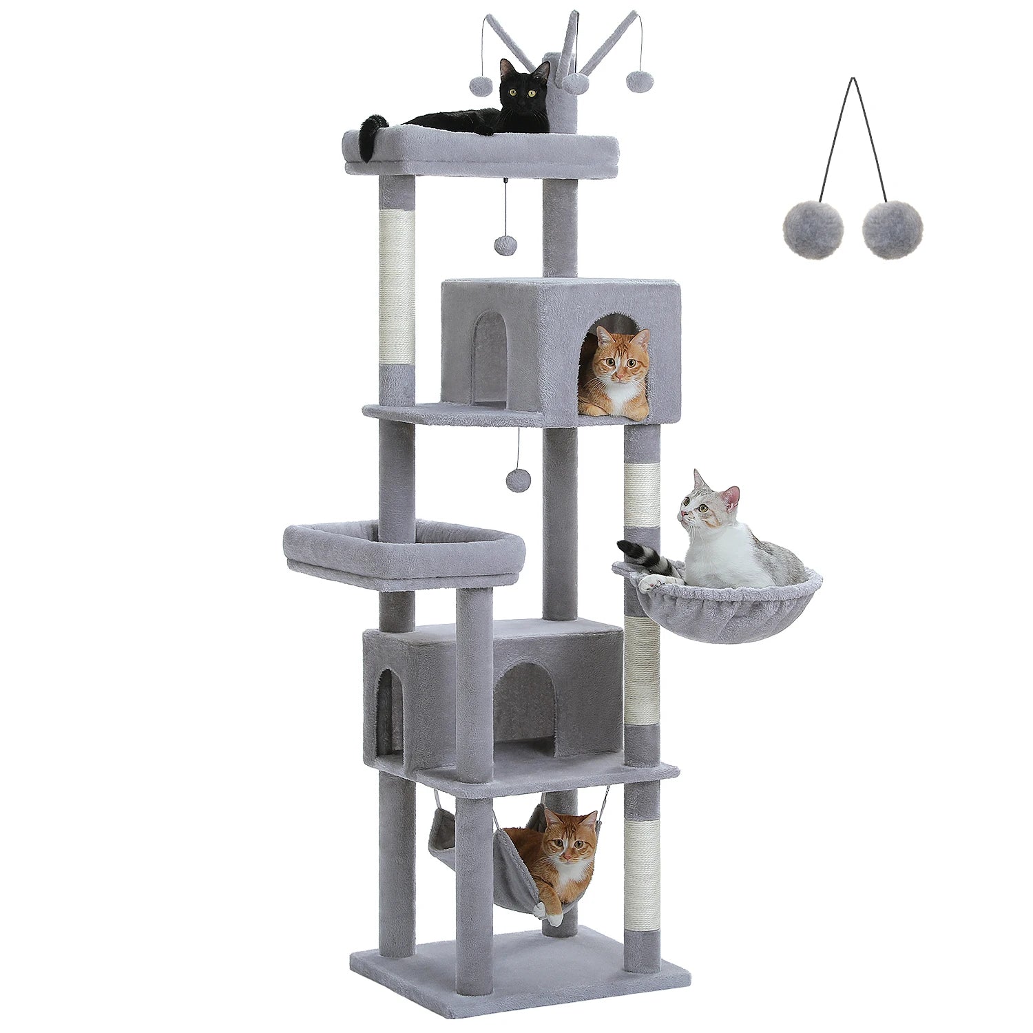 Multi-Level Cat Tree for Indoor Large Cat Tower with Scratching Posts Spacious Cat Condo Soft Top Perch Cat Furniture Cat Toys Crazy Catlady Shop