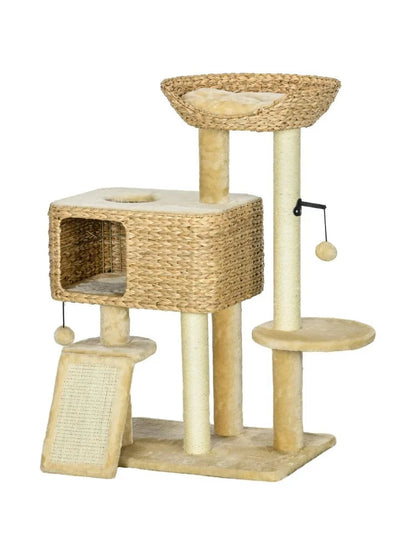 For PawHut Cat Tree Tower for Indoor Cats with Scratching Posts Condo Beige Crazy Catlady Shop