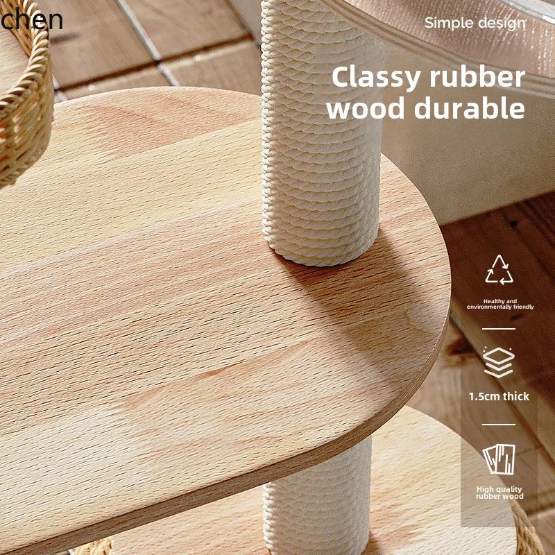 ZML Solid Wood Cat Climbing Frame Rattan Multi-Cat Tree Integrated Ragdoll Large Cat Stand Crazy Catlady Shop