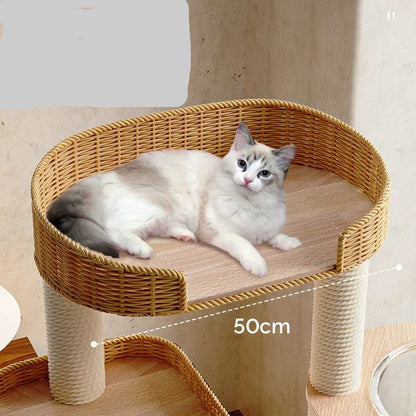 ZML Solid Wood Cat Climbing Frame Rattan Multi-Cat Tree Integrated Ragdoll Large Cat Stand Crazy Catlady Shop